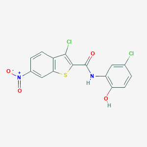 molecular formula C15H8Cl2N2O4S B414159 3-chloro-N-(5-chloro-2-hydroxyphenyl)-6-nitro-1-benzothiophene-2-carboxamide 