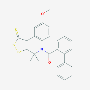 molecular formula C26H21NO2S3 B414160 (8-Methoxy-4,4-dimethyl-1-sulfanylidenedithiolo[3,4-c]quinolin-5-yl)-(2-phenylphenyl)methanone CAS No. 327167-80-6