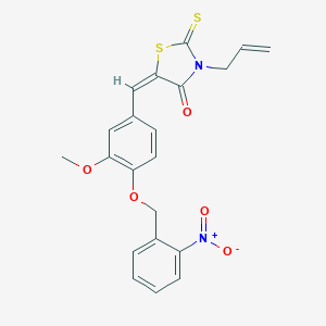 molecular formula C21H18N2O5S2 B414162 3-Allyl-5-[4-({2-nitrobenzyl}oxy)-3-methoxybenzylidene]-2-thioxo-1,3-thiazolidin-4-one 