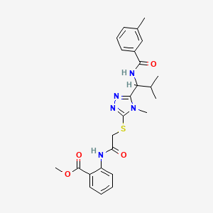 molecular formula C25H29N5O4S B4141628 methyl 2-({[(4-methyl-5-{2-methyl-1-[(3-methylbenzoyl)amino]propyl}-4H-1,2,4-triazol-3-yl)thio]acetyl}amino)benzoate 