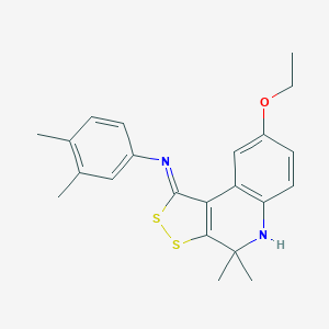 molecular formula C22H24N2OS2 B414163 N-(3,4-dimethylphenyl)-N-(8-ethoxy-4,4-dimethyl-4,5-dihydro-1H-[1,2]dithiolo[3,4-c]quinolin-1-ylidene)amine 