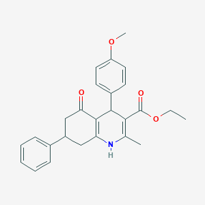 molecular formula C26H27NO4 B414168 Ethyl 4-(4-methoxyphenyl)-2-methyl-5-oxo-7-phenyl-1,4,5,6,7,8-hexahydro-3-quinolinecarboxylate 