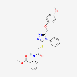 molecular formula C26H24N4O5S B4141687 methyl 2-{[({5-[(4-methoxyphenoxy)methyl]-4-phenyl-4H-1,2,4-triazol-3-yl}thio)acetyl]amino}benzoate 