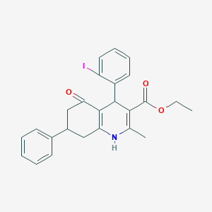molecular formula C25H24INO3 B414170 Ethyl 4-(2-iodophenyl)-2-methyl-5-oxo-7-phenyl-1,4,5,6,7,8-hexahydro-3-quinolinecarboxylate 