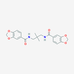 molecular formula C21H22N2O6 B414171 N-{3-[(1,3-benzodioxol-5-ylcarbonyl)amino]-2,2-dimethylpropyl}-1,3-benzodioxole-5-carboxamide 