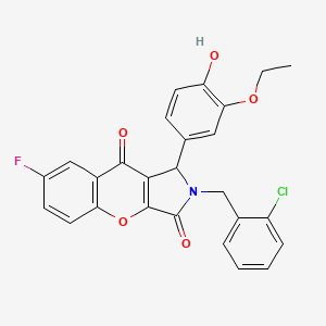 molecular formula C26H19ClFNO5 B4141735 2-(2-chlorobenzyl)-1-(3-ethoxy-4-hydroxyphenyl)-7-fluoro-1,2-dihydrochromeno[2,3-c]pyrrole-3,9-dione 