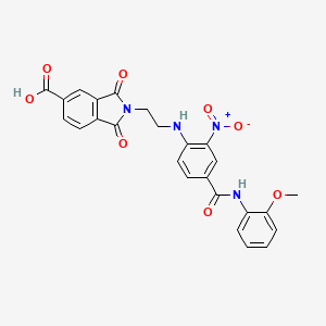 molecular formula C25H20N4O8 B4141748 2-{2-[(4-{[(2-methoxyphenyl)amino]carbonyl}-2-nitrophenyl)amino]ethyl}-1,3-dioxo-5-isoindolinecarboxylic acid 