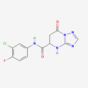 molecular formula C12H9ClFN5O2 B4141754 N-(3-chloro-4-fluorophenyl)-7-oxo-4,5,6,7-tetrahydro[1,2,4]triazolo[1,5-a]pyrimidine-5-carboxamide 