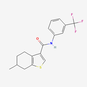 molecular formula C17H16F3NOS B4141757 6-methyl-N-[3-(trifluoromethyl)phenyl]-4,5,6,7-tetrahydro-1-benzothiophene-3-carboxamide 