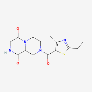 molecular formula C14H18N4O3S B4141762 8-[(2-ethyl-4-methyl-1,3-thiazol-5-yl)carbonyl]tetrahydro-2H-pyrazino[1,2-a]pyrazine-1,4(3H,6H)-dione 