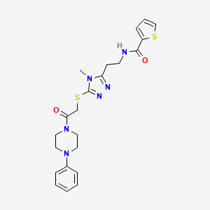 molecular formula C22H26N6O2S2 B4141776 N-[2-(4-methyl-5-{[2-oxo-2-(4-phenyl-1-piperazinyl)ethyl]thio}-4H-1,2,4-triazol-3-yl)ethyl]-2-thiophenecarboxamide 