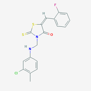 molecular formula C18H14ClFN2OS2 B414178 3-[(3-Chloro-4-methylanilino)methyl]-5-(2-fluorobenzylidene)-2-thioxo-1,3-thiazolidin-4-one 