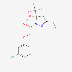 molecular formula C15H16ClF3N2O3 B4141789 1-[(3-chloro-4-methylphenoxy)acetyl]-3-ethyl-5-(trifluoromethyl)-4,5-dihydro-1H-pyrazol-5-ol 