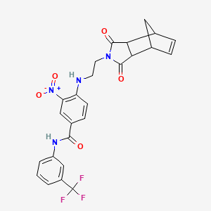 molecular formula C25H21F3N4O5 B4141798 4-{[2-(3,5-dioxo-4-azatricyclo[5.2.1.0~2,6~]dec-8-en-4-yl)ethyl]amino}-3-nitro-N-[3-(trifluoromethyl)phenyl]benzamide 