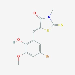 molecular formula C12H10BrNO3S2 B414180 (E)-5-(5-Bromo-2-hydroxy-3-methoxybenzylidene)-3-methyl-2-thioxothiazolidin-4-one CAS No. 326019-49-2