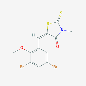 molecular formula C12H9Br2NO2S2 B414181 5-(3,5-Dibromo-2-methoxy-benzylidene)-3-methyl-2-thioxo-thiazolidin-4-one 
