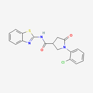 molecular formula C18H14ClN3O2S B4141815 N-1,3-benzothiazol-2-yl-1-(2-chlorophenyl)-5-oxo-3-pyrrolidinecarboxamide 