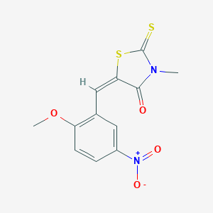 molecular formula C12H10N2O4S2 B414182 5-{5-Nitro-2-methoxybenzylidene}-3-methyl-2-thioxo-1,3-thiazolidin-4-one 