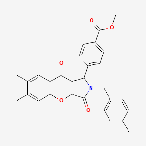 molecular formula C29H25NO5 B4141821 methyl 4-[6,7-dimethyl-2-(4-methylbenzyl)-3,9-dioxo-1,2,3,9-tetrahydrochromeno[2,3-c]pyrrol-1-yl]benzoate 