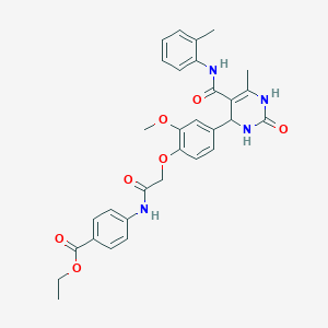 molecular formula C31H32N4O7 B4141861 ethyl 4-({[2-methoxy-4-(6-methyl-5-{[(2-methylphenyl)amino]carbonyl}-2-oxo-1,2,3,4-tetrahydro-4-pyrimidinyl)phenoxy]acetyl}amino)benzoate 