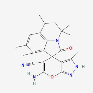 6-amino-3,4',4',6',8',9'-hexamethyl-2'-oxo-5',6'-dihydro-1H,4'H-spiro[pyrano[2,3-c]pyrazole-4,1'-pyrrolo[3,2,1-ij]quinoline]-5-carbonitrile
