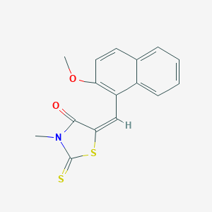 molecular formula C16H13NO2S2 B414189 (5E)-5-[(2-methoxynaphthalen-1-yl)methylidene]-3-methyl-2-sulfanylidene-1,3-thiazolidin-4-one 
