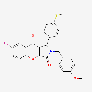 molecular formula C26H20FNO4S B4141949 7-fluoro-2-(4-methoxybenzyl)-1-[4-(methylthio)phenyl]-1,2-dihydrochromeno[2,3-c]pyrrole-3,9-dione 