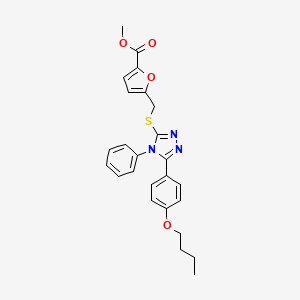 molecular formula C25H25N3O4S B4142015 methyl 5-({[5-(4-butoxyphenyl)-4-phenyl-4H-1,2,4-triazol-3-yl]thio}methyl)-2-furoate 
