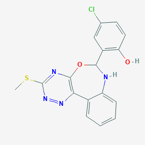 molecular formula C17H13ClN4O2S B414202 4-Chloro-2-[3-(methylsulfanyl)-6,7-dihydro[1,2,4]triazino[5,6-d][3,1]benzoxazepin-6-yl]phenol 