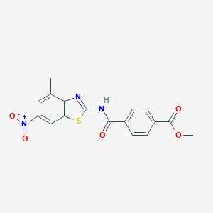 molecular formula C17H13N3O5S B414204 N-(4-Methyl-6-nitro-benzothiazol-2-yl)-terephthalamic acid methyl ester 