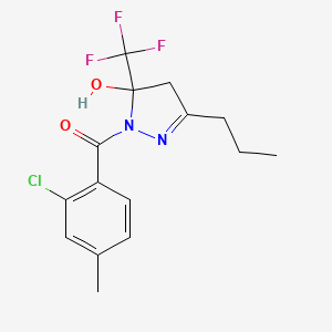 molecular formula C15H16ClF3N2O2 B4142041 1-(2-chloro-4-methylbenzoyl)-3-propyl-5-(trifluoromethyl)-4,5-dihydro-1H-pyrazol-5-ol 