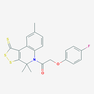 2-(4-Fluorophenoxy)-1-(4,4,8-trimethyl-1-sulfanylidenedithiolo[3,4-c]quinolin-5-yl)ethanone