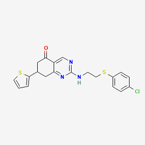 molecular formula C20H18ClN3OS2 B4142064 2-({2-[(4-chlorophenyl)thio]ethyl}amino)-7-(2-thienyl)-7,8-dihydro-5(6H)-quinazolinone 
