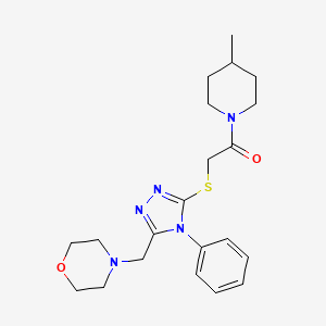 molecular formula C21H29N5O2S B4142082 4-[(5-{[2-(4-methyl-1-piperidinyl)-2-oxoethyl]thio}-4-phenyl-4H-1,2,4-triazol-3-yl)methyl]morpholine 