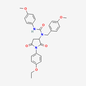 molecular formula C28H29N3O6 B4142084 N-[1-(4-ethoxyphenyl)-2,5-dioxo-3-pyrrolidinyl]-N-(4-methoxybenzyl)-N'-(4-methoxyphenyl)urea 