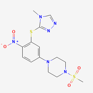 molecular formula C14H18N6O4S2 B4142140 1-(methylsulfonyl)-4-{3-[(4-methyl-4H-1,2,4-triazol-3-yl)thio]-4-nitrophenyl}piperazine 