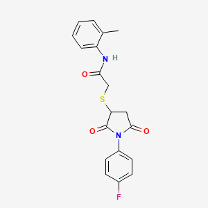 molecular formula C19H17FN2O3S B4142168 2-{[1-(4-fluorophenyl)-2,5-dioxo-3-pyrrolidinyl]thio}-N-(2-methylphenyl)acetamide 
