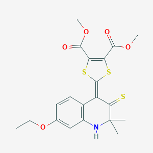 molecular formula C20H21NO5S3 B414217 dimethyl 2-(7-ethoxy-2,2-dimethyl-3-sulfanylidene-1H-quinolin-4-ylidene)-1,3-dithiole-4,5-dicarboxylate CAS No. 303051-63-0