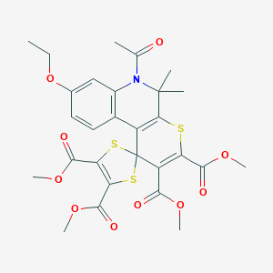 molecular formula C28H29NO10S3 B414219 tetramethyl 6-acetyl-8-ethoxy-5,5-dimethyl-5,6-dihydrospiro(1H-thiopyrano[2,3-c]quinoline-1,2'-[1,3]-dithiole)-2,3,4',5'-tetracarboxylate 