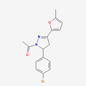 molecular formula C16H15BrN2O2 B4142195 1-acetyl-5-(4-bromophenyl)-3-(5-methyl-2-furyl)-4,5-dihydro-1H-pyrazole 