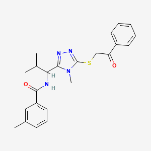 molecular formula C23H26N4O2S B4142198 3-methyl-N-(2-methyl-1-{4-methyl-5-[(2-oxo-2-phenylethyl)thio]-4H-1,2,4-triazol-3-yl}propyl)benzamide 