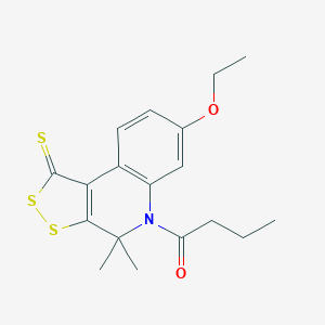 molecular formula C18H21NO2S3 B414221 1-(7-Ethoxy-4,4-dimethyl-1-sulfanylidenedithiolo[3,4-c]quinolin-5-yl)butan-1-one CAS No. 303089-19-2