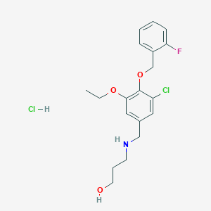 molecular formula C19H24Cl2FNO3 B4142255 3-({3-chloro-5-ethoxy-4-[(2-fluorobenzyl)oxy]benzyl}amino)-1-propanol hydrochloride 