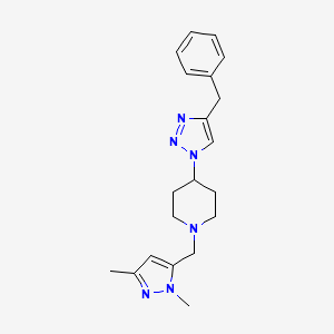 4-(4-benzyl-1H-1,2,3-triazol-1-yl)-1-[(1,3-dimethyl-1H-pyrazol-5-yl)methyl]piperidine trifluoroacetate