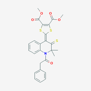 molecular formula C26H23NO5S3 B414228 Dimethyl 2-[2,2-dimethyl-1-(2-phenylacetyl)-3-sulfanylidenequinolin-4-ylidene]-1,3-dithiole-4,5-dicarboxylate CAS No. 303042-05-9