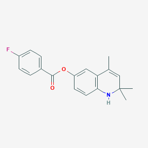 molecular formula C19H18FNO2 B414229 2,2,4-Trimethyl-1,2-dihydro-6-quinolinyl 4-fluorobenzoate CAS No. 302901-56-0