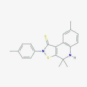 molecular formula C20H20N2S2 B414231 4,4,8-trimethyl-2-(4-methylphenyl)-4,5-dihydroisothiazolo[5,4-c]quinoline-1(2H)-thione CAS No. 331260-69-6