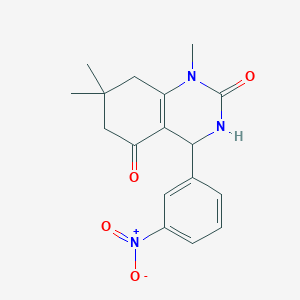 molecular formula C17H19N3O4 B414240 1,7,7-trimethyl-4-(3-nitrophenyl)-4,6,7,8-tetrahydroquinazoline-2,5(1H,3H)-dione 