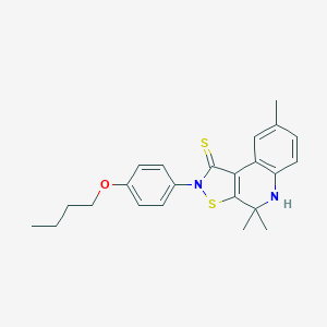 molecular formula C23H26N2OS2 B414242 2-(4-butoxyphenyl)-4,4,8-trimethyl-4,5-dihydroisothiazolo[5,4-c]quinoline-1(2H)-thione CAS No. 303051-15-2