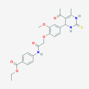 molecular formula C25H27N3O6S B4142455 ethyl 4-({[4-(5-acetyl-6-methyl-2-thioxo-1,2,3,4-tetrahydro-4-pyrimidinyl)-2-methoxyphenoxy]acetyl}amino)benzoate 